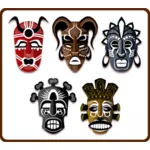 Grafika wektorowa zestawu maski afrykańskie