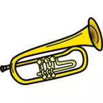 Keltainen trumpettiviivan taidevektorikuva