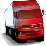 Vektor-ClipArts von roten Lieferwagen auf der Straße