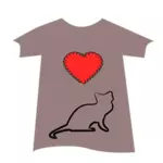 बिल्ली और दिल के साथ टी शर्ट