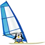 Pinguïn surfer vectorillustratie