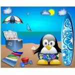 Pingwin na piaszczystej plaży wektorowa
