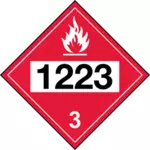 Vektorikuva punaisesta merkistä, jossa on YK:n 1223-koodi kerosiinille