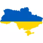 Peta Ukraina dengan bendera atasnya vektor seni klip