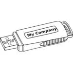 Black and white USB storage drive vector clip art