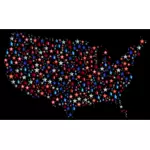 Mappa degli Stati Uniti con stelle prismatici