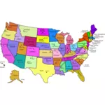 Mappa degli Stati Uniti con capitelli