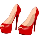 Глянцевые красные туфли на шпильке