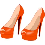 Оранжевый высокие каблуки