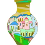 Vase with houses