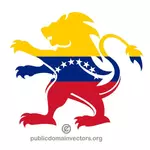 Venezuelan lippu leijonan muodon sisällä