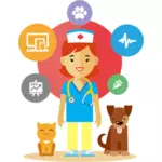 Medic veterinar cu animalele