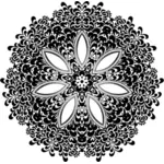 在黑色和白色的剪贴画的抽象七片花瓣花