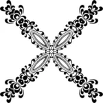 X-formet svart og hvit blomst