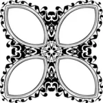 Clip art di disegno floreale in bianco e nero dell'annata