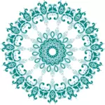 Grön rund cirkel med blommor