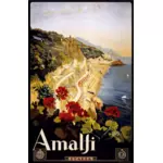 Vintage cestování plakát Amalfi vektorové ilustrace