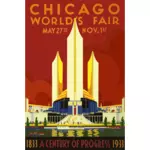 Vektorgrafik med vintage affisch av Chicago World's Fair 1933