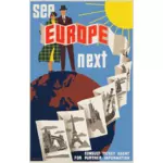 Графика европейских ретро путешествия плакат