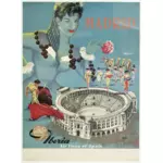 Vector tekening van Madrid vintage reizen poster