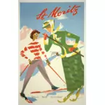 サン ・ モリッツのヴィンテージのベクター クリップ アート旅行ポスター