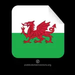 Autocollant carré avec le drapeau du pays de Galles