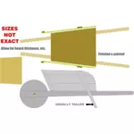 Volledige grootte hout kruiwagen plan vector afbeelding
