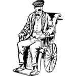 Pria yang duduk di kursi roda vektor clip art