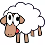 Vector illustration of silly white cartoon sheep