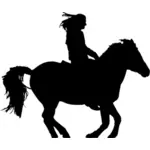 Wanita menunggang kuda vektor silhouette