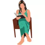 Wanita duduk di kursi dan membaca