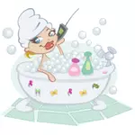 Vrouw in sprankelende bad