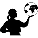 Vrouw met globe in hand