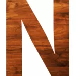 Letter N in wooden texture
