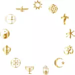 Símbolos religiosos dourados