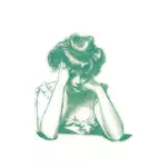 Green blurry sad girl