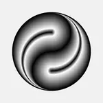 Gümüş renkli görüntü yin yang