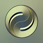Graphics of ying yang icon in gradual gold color