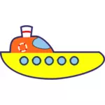 Vektorritning gul tecknade båt