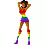 Bir striptizci üzerinde LGBT renkleri