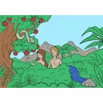 Aatami ja Eeva värillisissä