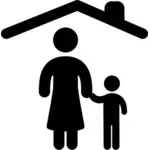 Mutter und Sohn unter einem Dach-Vektor-Bild