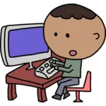 African man and computer