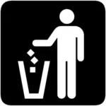 AIGA richtige Abfall Entsorgung invertiert Zeichen-Vektor-Bild