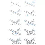 Eenmotorige vliegtuig tekening