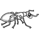 Vetor desenho de formiga manchada de preto e branca