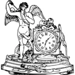 Ángel con un dibujo vectorial de reloj