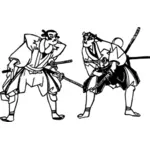 Samuray savaşçıları vektör grafikleri savaşmaya hazır