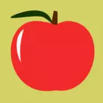 Red apple vector illustration with a leaf