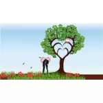 Дерево любви векторное изображение